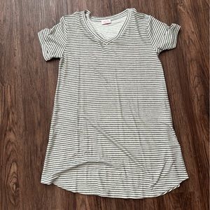 Gray and white striped dress - Pink Lily